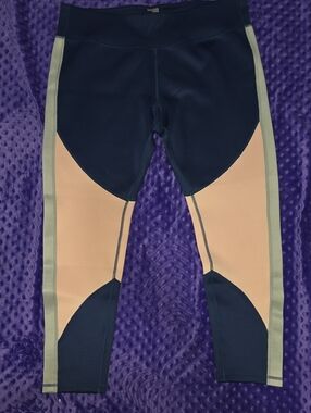 Danskin Now Navy, Peach & Gray Colorblock Leggings